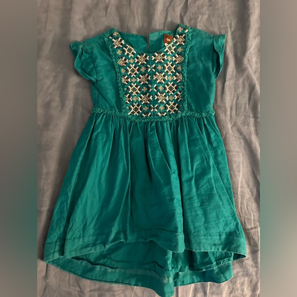 Tea Collection Teal Embroidered Dress